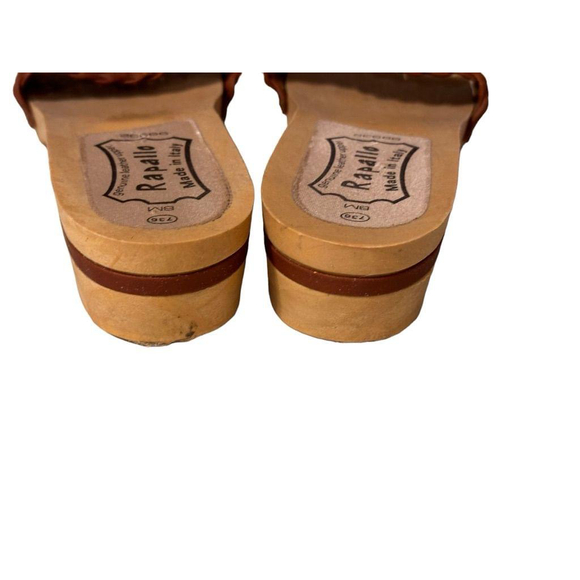 Rapallo Women's Brown Leather Woven Block Sandals Size 8 Made In Italy - Picture 10 of 14